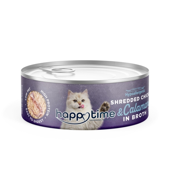 HAPPY TİME TİFTİKLİ TAVUK-KALAMAR KEDİ KON.70GR*24